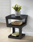 Clara Black Modern End Table with 3-Tiered Glass Shelves FredCo