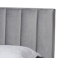 Clare Glam and Luxe Grey Velvet Fabric Upholstered Queen Size Panel Bed with Channel Tufted Headboard FredCo