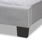 Clare Glam and Luxe Grey Velvet Fabric Upholstered Queen Size Panel Bed with Channel Tufted Headboard FredCo