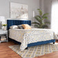 Clare Glam and Luxe Navy Blue Velvet Fabric Upholstered King Size Panel Bed with Channel Tufted Headboard FredCo