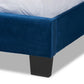 Clare Glam and Luxe Navy Blue Velvet Fabric Upholstered Queen Size Panel Bed with Channel Tufted Headboard FredCo