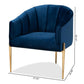 Clarisse Glam and Luxe Navy Blue Velvet Fabric Upholstered Gold Finished Accent Chair FredCo