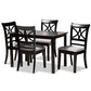 Clarke Modern and Contemporary Grey Fabric Upholstered and Espresso Brown Finished Wood 5-Piece Dining Set FredCo