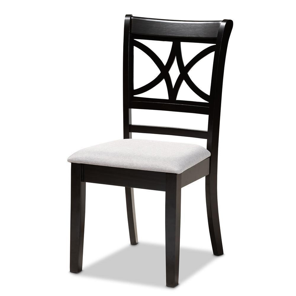 Clarke Modern and Contemporary Grey Fabric Upholstered and Espresso Brown Finished Wood 5-Piece Dining Set FredCo