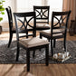 Clarke Modern and Contemporary Sand Fabric Upholstered and Espresso Brown Finished Wood 4-Piece Dining Chair Set FredCo