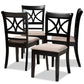 Clarke Modern and Contemporary Sand Fabric Upholstered and Espresso Brown Finished Wood 4-Piece Dining Chair Set FredCo