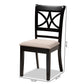 Clarke Modern and Contemporary Sand Fabric Upholstered and Espresso Brown Finished Wood 4-Piece Dining Chair Set FredCo