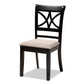 Clarke Modern and Contemporary Sand Fabric Upholstered and Espresso Brown Finished Wood 4-Piece Dining Chair Set FredCo