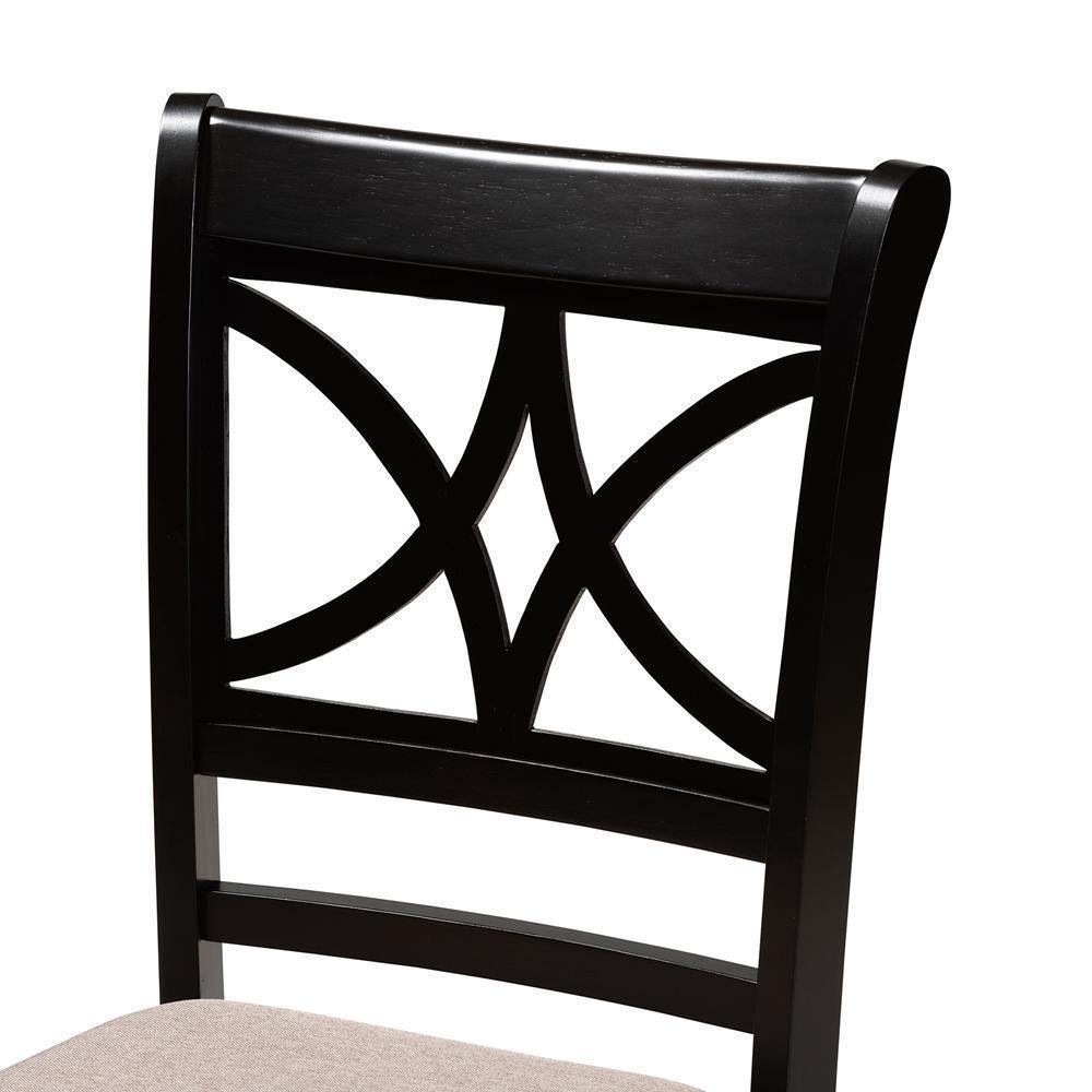 Clarke Modern and Contemporary Sand Fabric Upholstered and Espresso Brown Finished Wood 5-Piece Dining Set FredCo