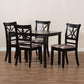 Clarke Modern and Contemporary Sand Fabric Upholstered and Espresso Brown Finished Wood 5-Piece Dining Set FredCo