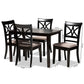 Clarke Modern and Contemporary Sand Fabric Upholstered and Espresso Brown Finished Wood 5-Piece Dining Set FredCo