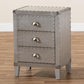 Claude French Industrial Silver Metal 3-Drawer Nightstand FredCo