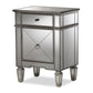 Claudia Hollywood Regency Glamour Style Mirrored Nightstand FredCo