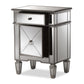 Claudia Hollywood Regency Glamour Style Mirrored Nightstand FredCo