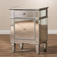 Claudia Hollywood Regency Glamour Style Mirrored Nightstand FredCo