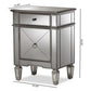 Claudia Hollywood Regency Glamour Style Mirrored Nightstand FredCo
