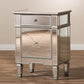 Claudia Hollywood Regency Glamour Style Mirrored Nightstand FredCo