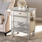 Claudia Hollywood Regency Glamour Style Mirrored Nightstand FredCo