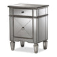 Claudia Hollywood Regency Glamour Style Mirrored Nightstand FredCo