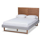 Claudia Rustic Modern Light Grey Fabric Upholstered and Walnut Brown Finished Wood Full Size Platform Bed FredCo