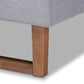 Claudia Rustic Modern Light Grey Fabric Upholstered and Walnut Brown Finished Wood Queen Size Platform Bed FredCo