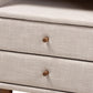 Claverie Mid-Century Modern Beige Fabric Upholstered 2-Drawer Wood Nightstand FredCo