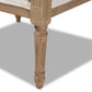 Clemence French Provincial Ivory Fabric Upholstered Whitewashed Wood Armchair FredCo