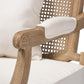 Clemence French Provincial Ivory Fabric Upholstered Whitewashed Wood Armchair FredCo