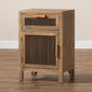 Clement Rustic Transitional Medium Oak Finished 1-Door and 1-Drawer Wood Spindle Nightstand FredCo
