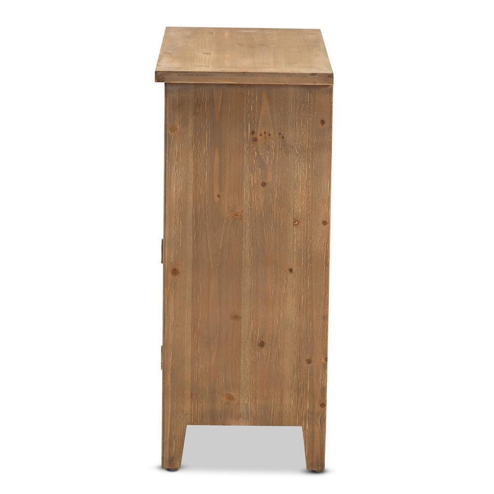 Clement Rustic Transitional Medium Oak Finished 2-Door and 2-Drawer Wood Spindle Accent Storage Cabinet FredCo
