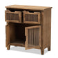 Clement Rustic Transitional Medium Oak Finished 2-Door and 2-Drawer Wood Spindle Accent Storage Cabinet FredCo