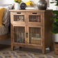 Clement Rustic Transitional Medium Oak Finished 2-Door and 2-Drawer Wood Spindle Accent Storage Cabinet FredCo