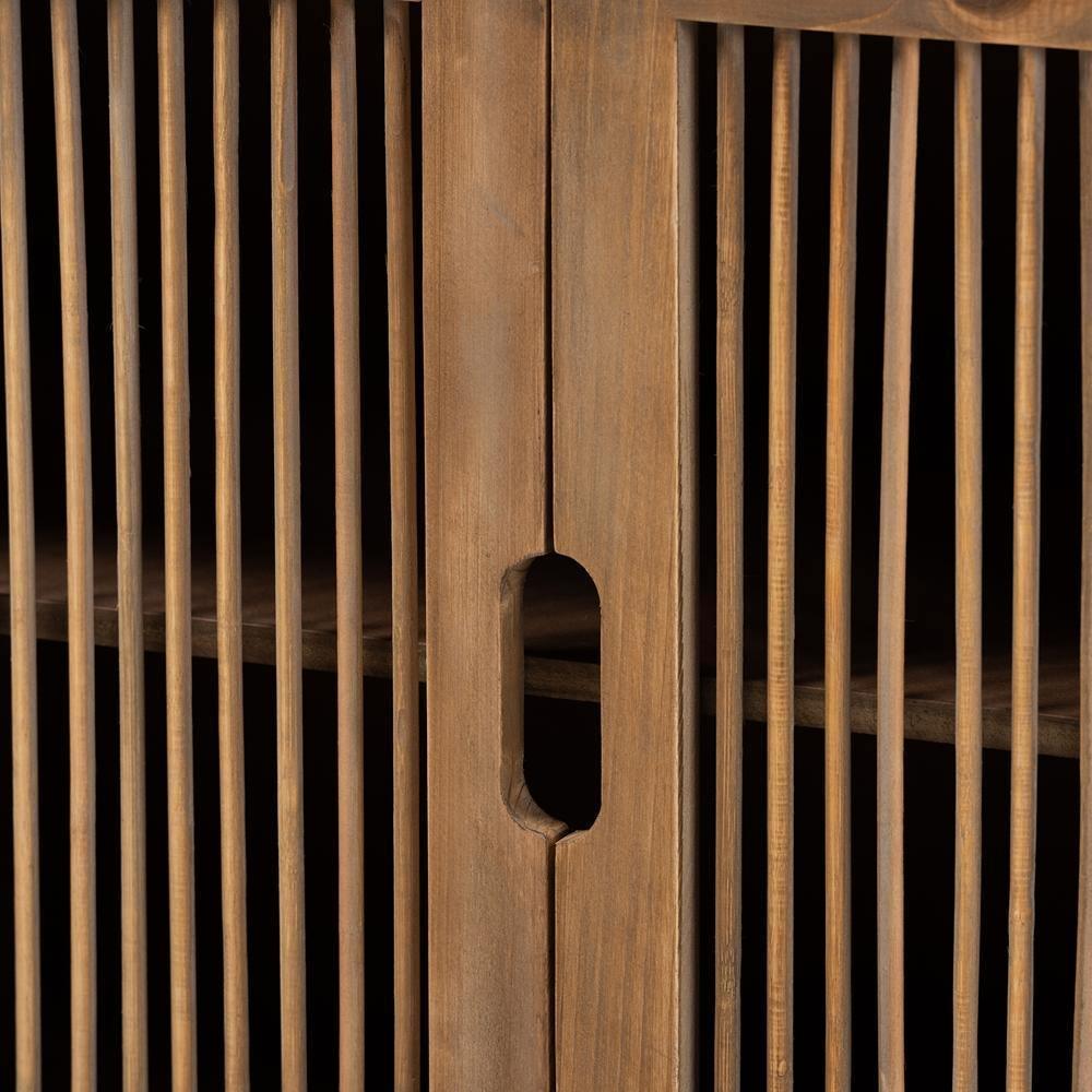 Clement Rustic Transitional Medium Oak Finished 2-Door Wood Spindle Accent Storage Cabinet FredCo
