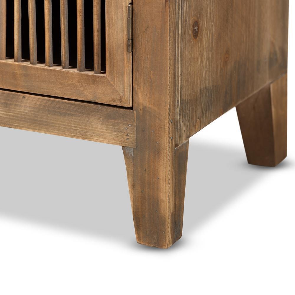Clement Rustic Transitional Medium Oak Finished 2-Door Wood Spindle Accent Storage Cabinet FredCo