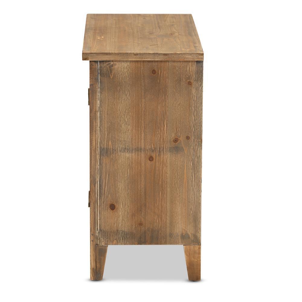 Clement Rustic Transitional Medium Oak Finished 2-Door Wood Spindle Accent Storage Cabinet FredCo