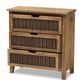 Clement Rustic Transitional Medium Oak Finished 3-Drawer Wood Spindle Storage Cabinet FredCo
