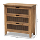 Clement Rustic Transitional Medium Oak Finished 3-Drawer Wood Spindle Storage Cabinet FredCo
