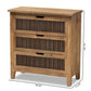 Clement Rustic Transitional Medium Oak Finished 3-Drawer Wood Spindle Storage Cabinet FredCo