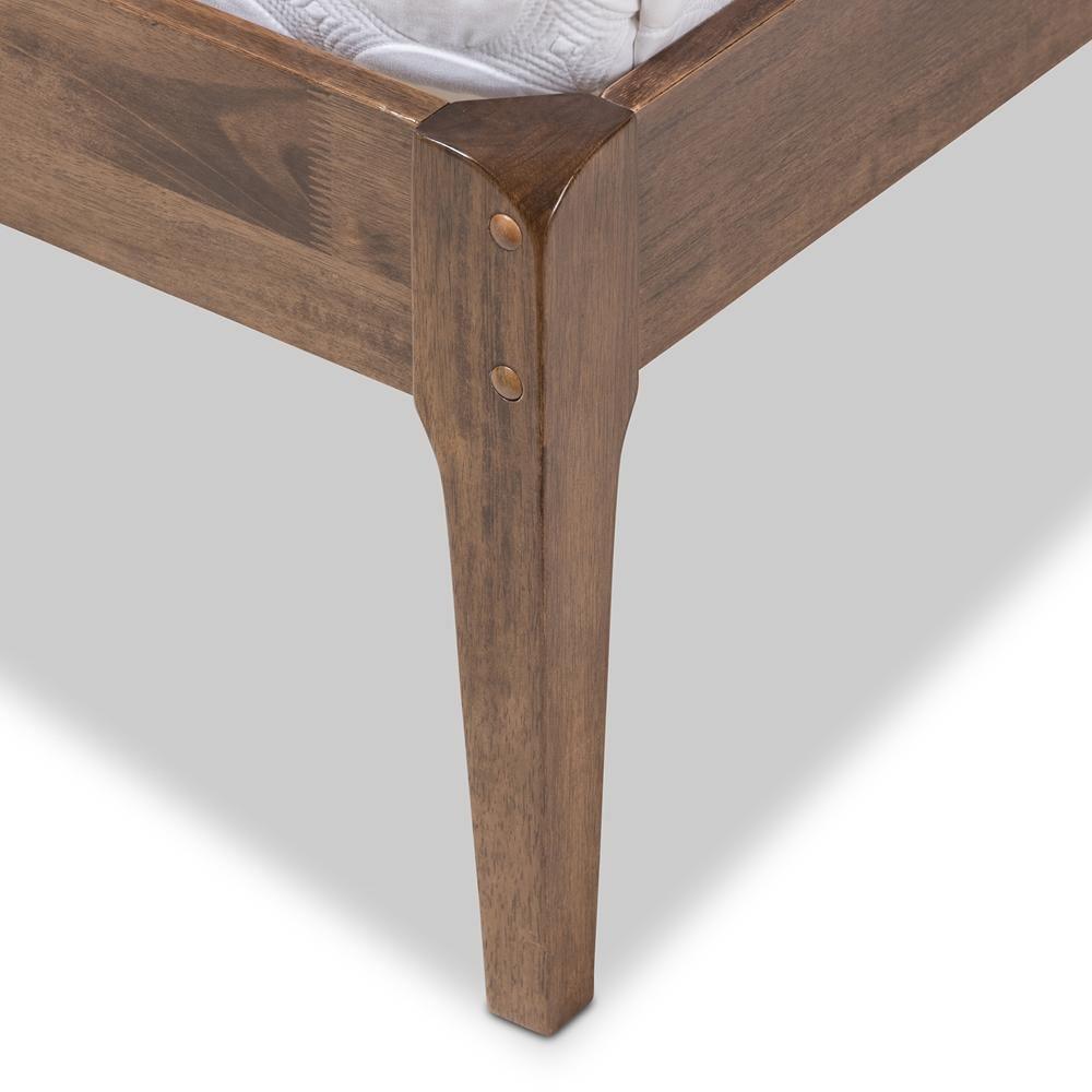 Clifford Mid-Century Dark Grey Fabric and Medium Brown Finish Wood Queen Size Platform Bed FredCo