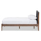 Clifford Mid-Century Dark Grey Fabric and Medium Brown Finish Wood Queen Size Platform Bed FredCo