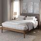 Clifford Mid-Century Light Grey Fabric and Medium Brown Finish Wood Full Size Platform Bed FredCo