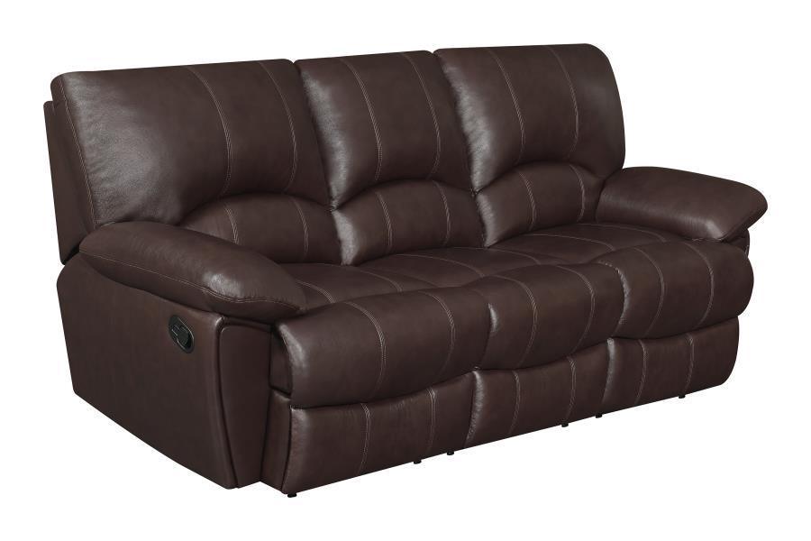 Clifford Upholstered Pillow Top Arm Living Room Set Chocolate Brown 600281-S2 Coaster FredCo