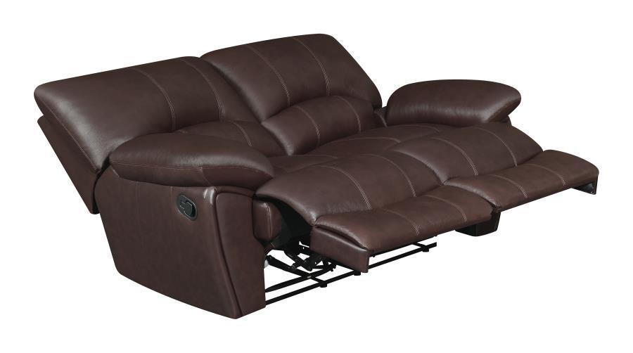 Clifford Upholstered Pillow Top Arm Living Room Set Chocolate Brown 600281-S2 Coaster FredCo