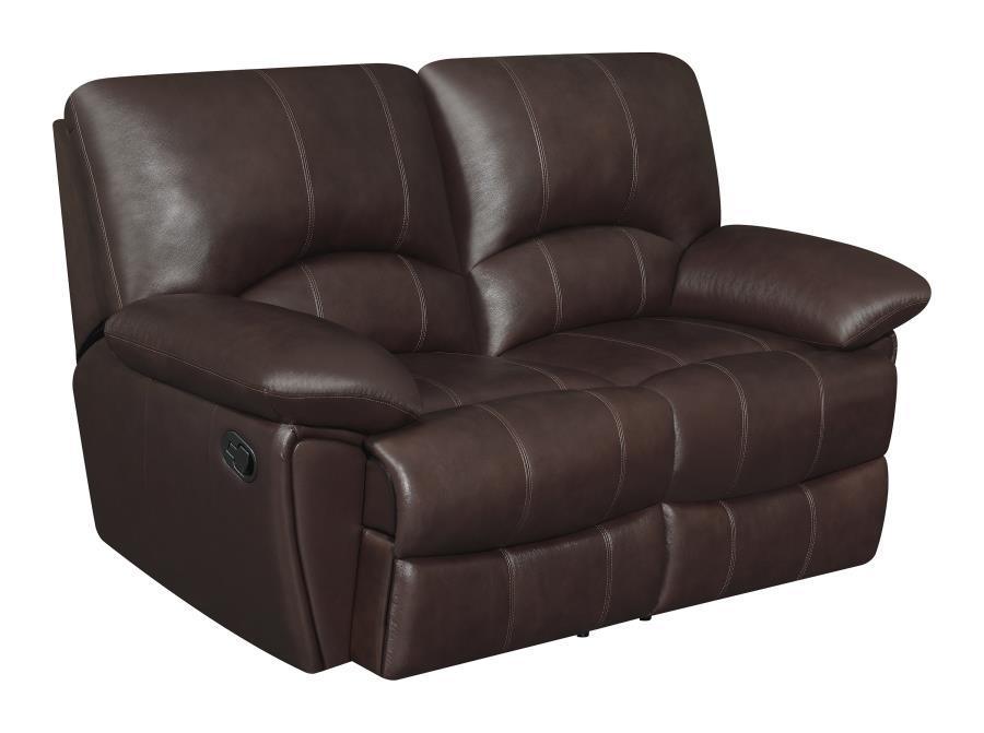 Clifford Upholstered Pillow Top Arm Living Room Set Chocolate Brown 600281-S3 Coaster FredCo