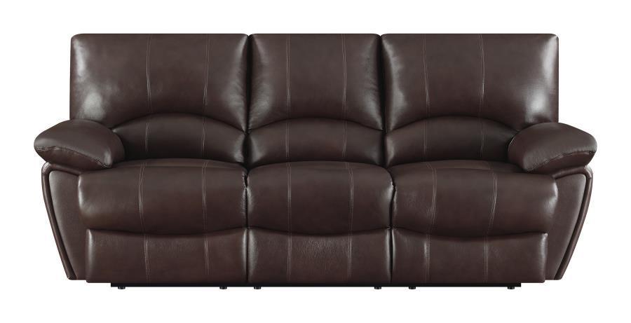 Clifford Upholstered Pillow Top Arm Living Room Set Chocolate Brown 600281-S3 Coaster FredCo