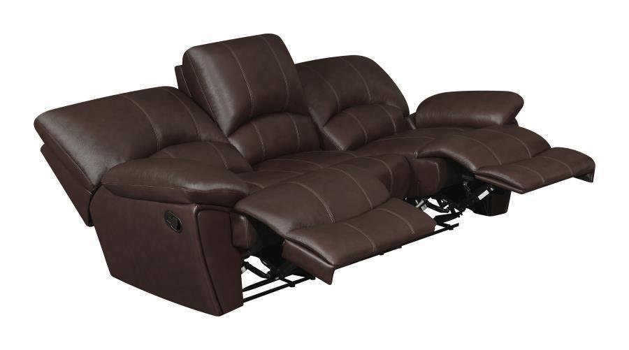 Clifford Upholstered Pillow Top Arm Living Room Set Chocolate Brown 600281-S3 Coaster FredCo