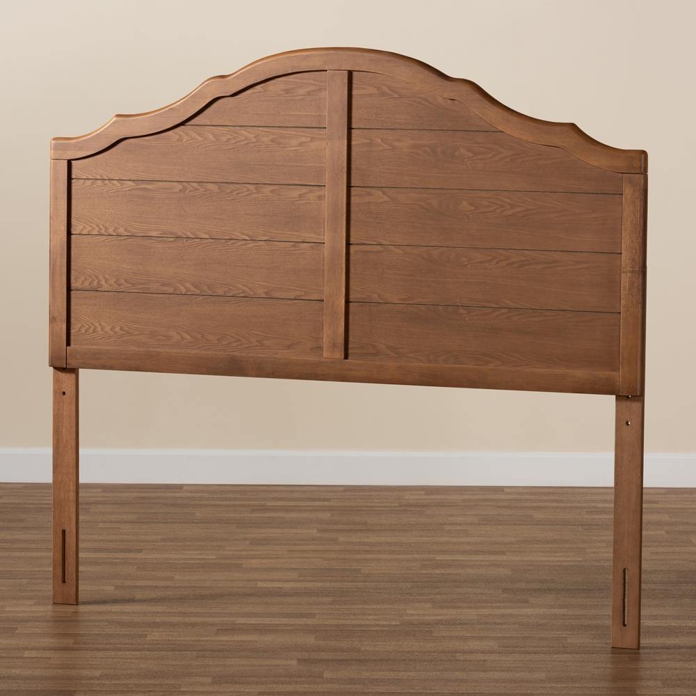 Clive Vintage Traditional Farmhouse Ash Walnut Finished Wood Queen Size Headboard FredCo