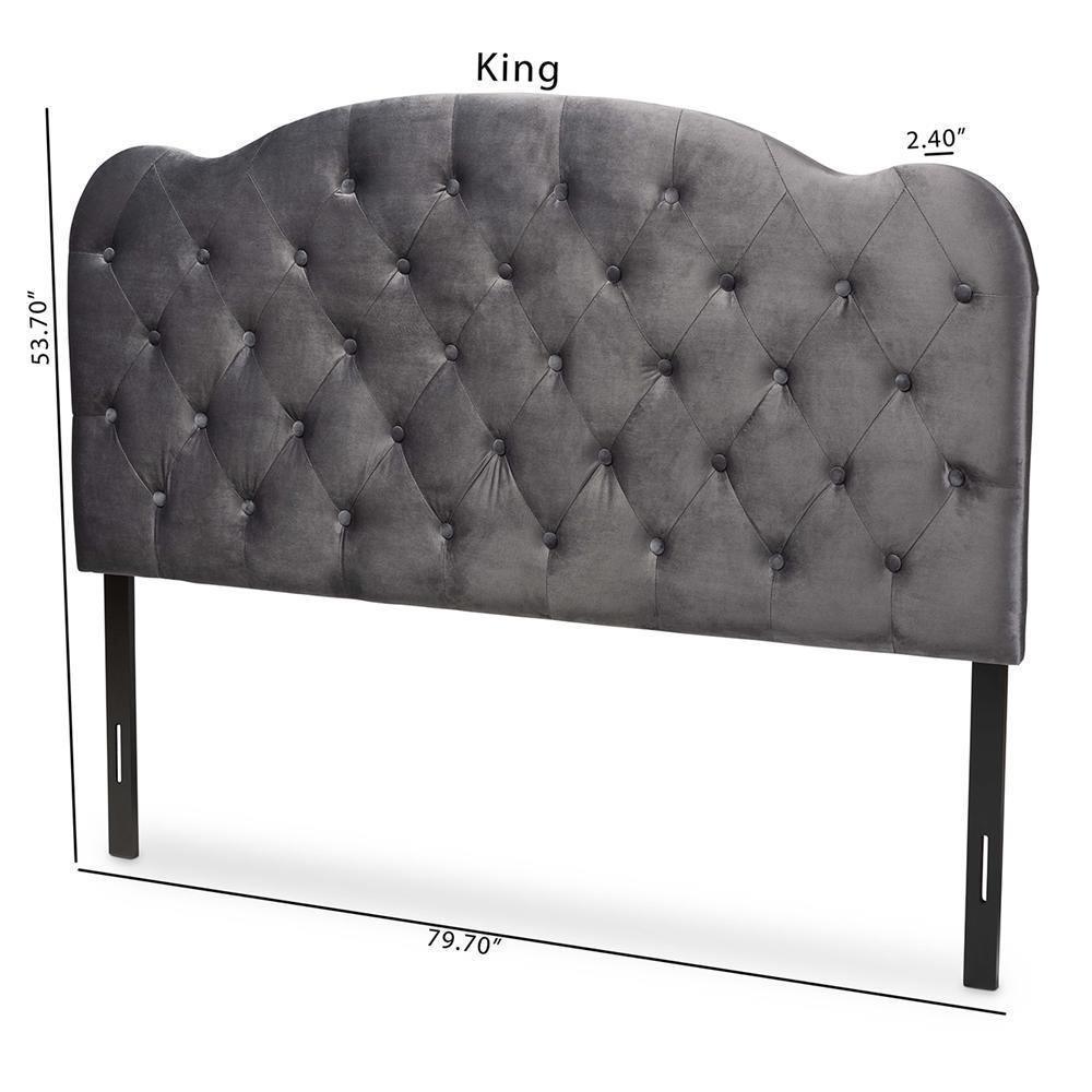 Clovis Modern and Contemporary Grey Velvet Fabric Upholstered Full Size Headboard FredCo