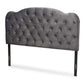 Clovis Modern and Contemporary Grey Velvet Fabric Upholstered Queen Size Headboard FredCo