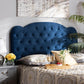 Clovis Modern and Contemporary Navy Blue Velvet Fabric Upholstered Queen Size Headboard FredCo